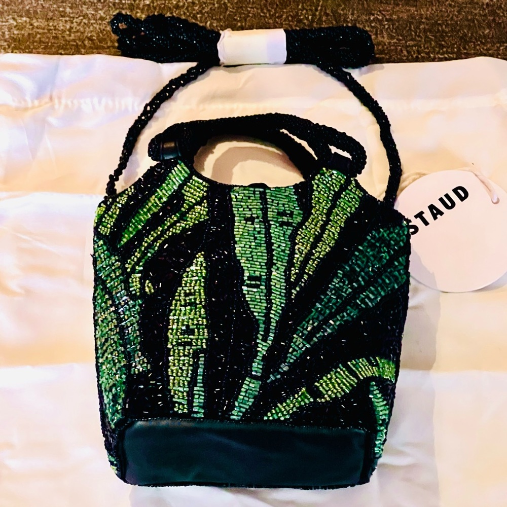 🌺🎉HP🎉🌺 NWT Staud Zoe Beaded Bag Green Palm 🌟 Very Rare 🌟 - Picture 8 of 16